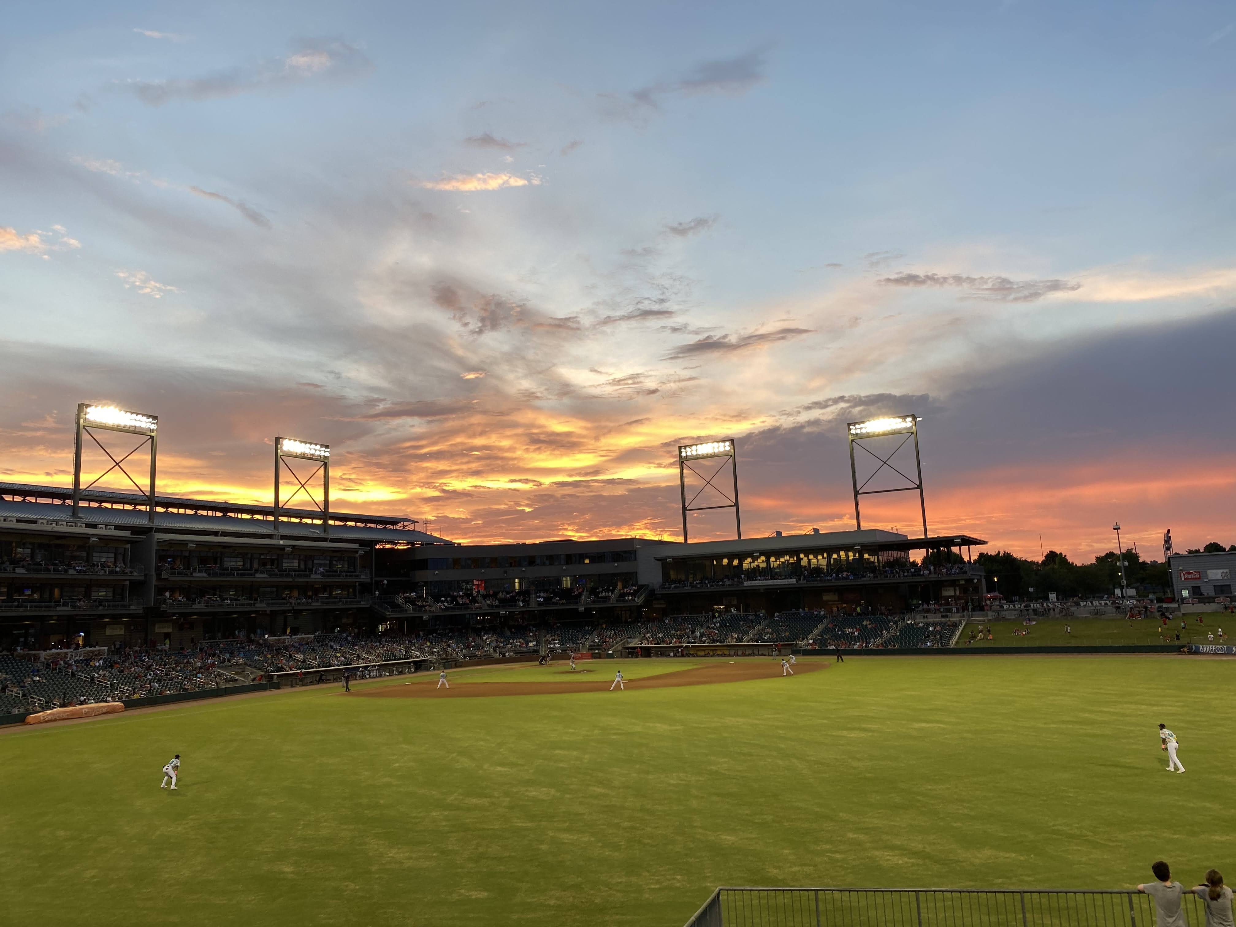 Sunset over Regions Field